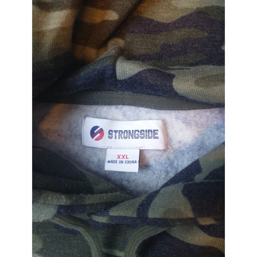 Strongside Mens Camo Fleece Hoodie Sweatshirt Green Camouflage Pullover  2XL - Picture 10 of 10